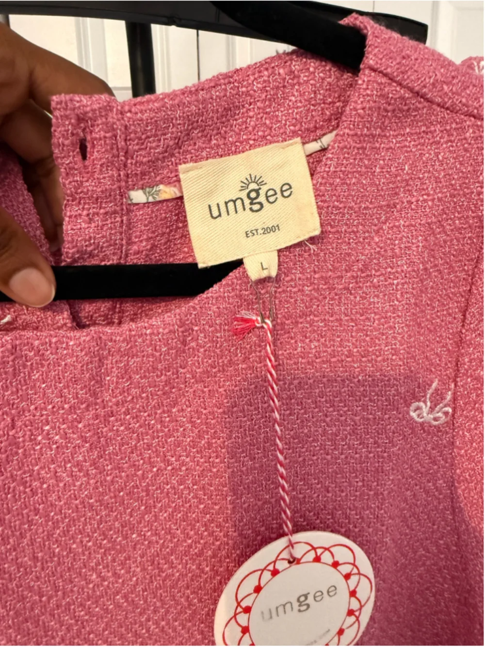 Women's Umgee Bow Print Blouse and Shorts Set, Size L, Pink and White